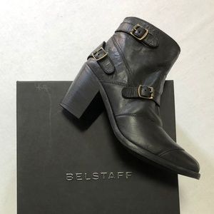 NWT Belstaff Trailmaster short black leather boots